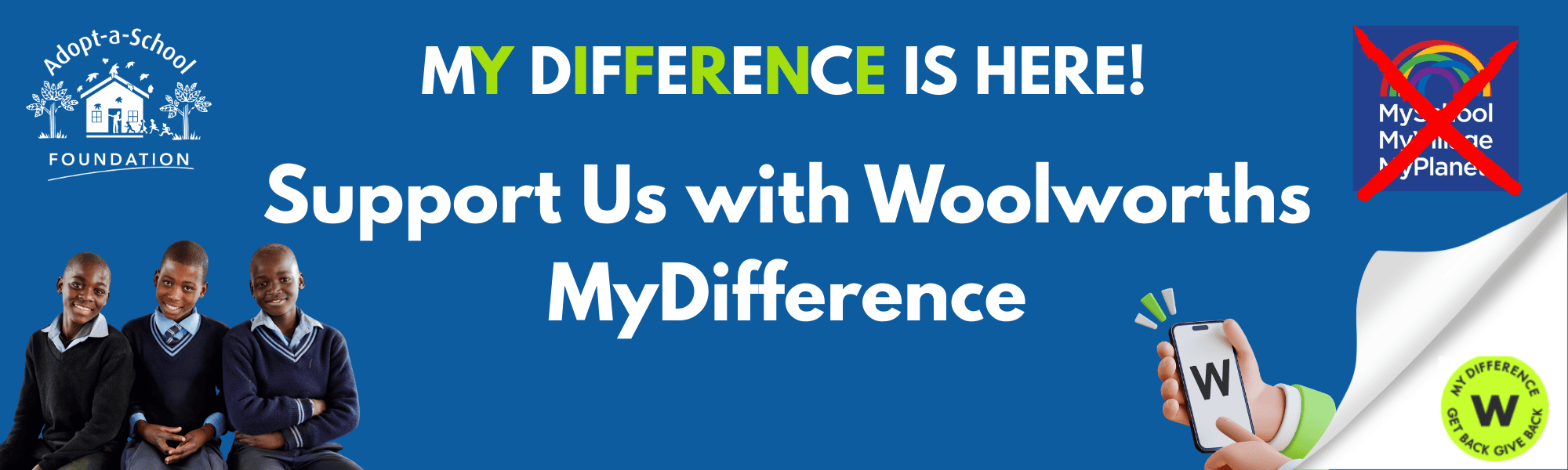 MyDifference is here — support Adopt-a-School with Woolworths MyDifference